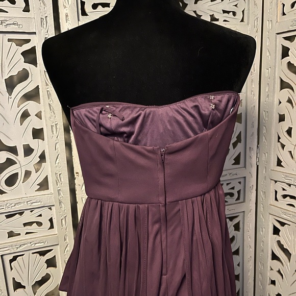 GIRLS DAVIDS BRIDAL BEAUTIFUL PLUM PURPLE SPAGHETTI STRAPS LONG FORMAL DRESS - Picture 6 of 10
